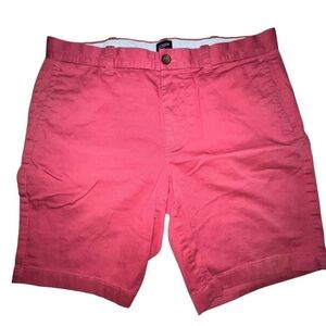 J. Crew Red Flat Front Shorts Vibrant Style 33, 9” inseam